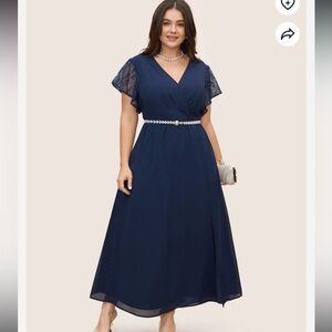 BLoomChic Plus Size 3XL Overlap Collar Crochet Lace Mesh Dress us22-24